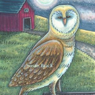 Art: RED BARN OWL by Artist Susan Brack