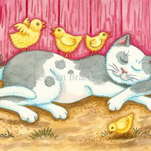 Art: CAT NAP IN THE BARNYARD by Artist Susan Brack