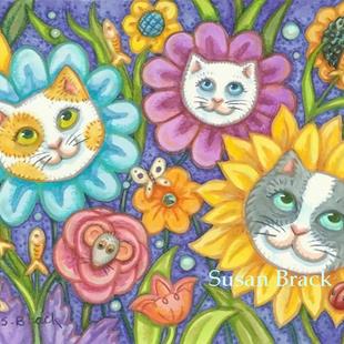 Art: KITTIES' GARDEN Flowers by Artist Susan Brack