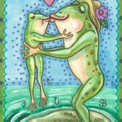 Art: MOMMA LOVES YOU  Frogs by Artist Susan Brack
