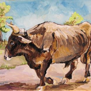 Art: Etude of Bull by Artist Luda Angel