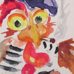 Art: French Hen by Artist Delilah Smith