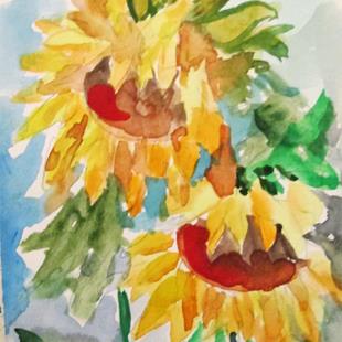 Art: Two Sunflowers by Artist Delilah Smith
