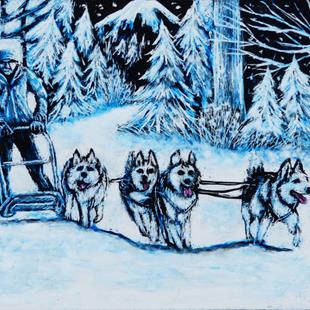 Art: Sled Dogs  (SOLD) by Artist Monique Morin Matson