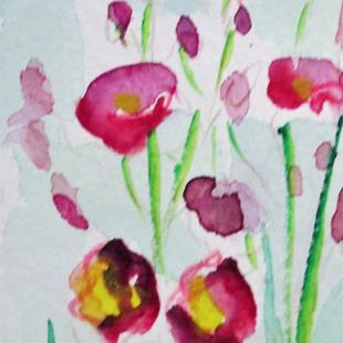 Art: Hollyhocks aceo by Artist Delilah Smith