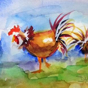 Art: Hens by Artist Delilah Smith
