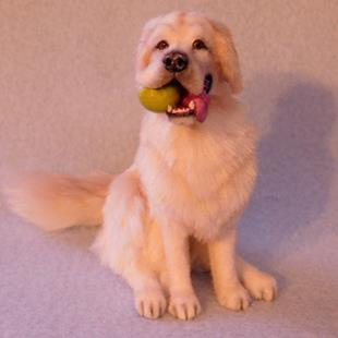 Art: English Golden Retriever with Ball by Artist Camille Meeker Turner