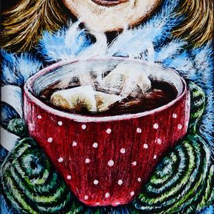 Art: A Warm Winter Drink  (SOLD) by Artist Monique Morin Matson