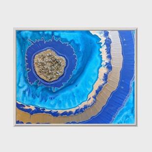 Art: Blue Geode II (sold) by Artist Amber Elizabeth Lamoreaux