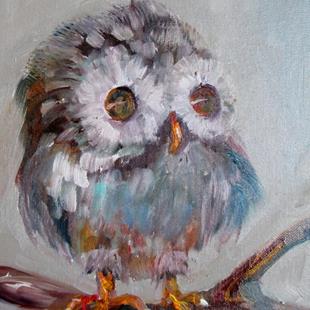 Art: Fuzzy Baby Owl by Artist Delilah Smith