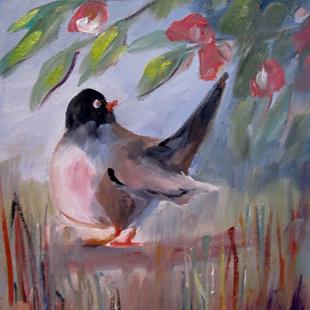 Art: Robin in the Garden by Artist Delilah Smith