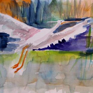 Art: Flying Egret by Artist Delilah Smith