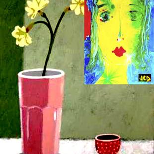 Art: FLOWERS with my painting by Artist Jean-Claude Delhaise