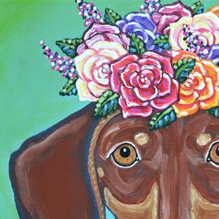 Art: Rosie Mae Flower Doxie by Artist Melinda Dalke