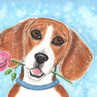 Art: Beagle & Rose by Artist Melinda Dalke