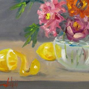 Art: Floral Still Life with Lemons by Artist Delilah Smith