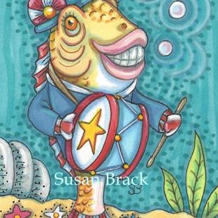 Art: 4TH OF JULY YANKEE DOODLE FISH TALE by Artist Susan Brack