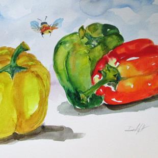 Art: Three Peppers by Artist Delilah Smith