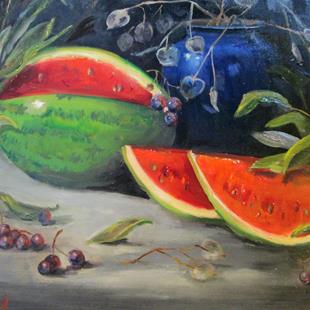 Art: Watermelon Still Life by Artist Delilah Smith