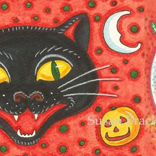Art: BLACK CAT CONFETTI / CRESCENT MOON by Artist Susan Brack