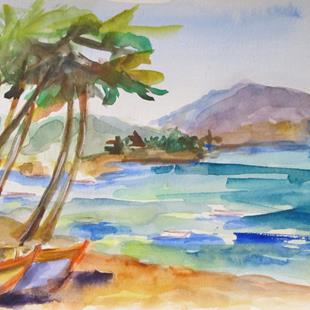 Art: Palm Trees and Seascape by Artist Delilah Smith