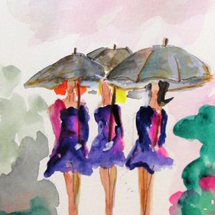 Art: Girls with Umbrellas-sold by Artist Delilah Smith