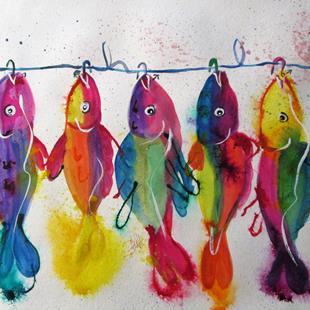 Art: Big Fish on a Hook by Artist Delilah Smith