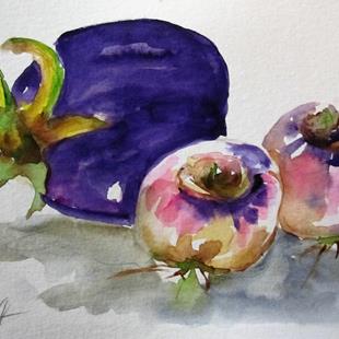 Art: Eggplant and Turnips by Artist Delilah Smith