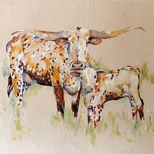 Art: Coming Home Longhorns by Artist Laurie Justus Pace