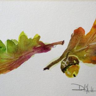 Art: Oak Leaves and Acorn by Artist Delilah Smith