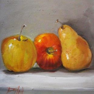 Art: Two Apples and Pear by Artist Delilah Smith