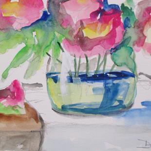 Art: Peonies in a Vase by Artist Delilah Smith