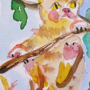 Art: Cat in a Tree Aceo by Artist Delilah Smith