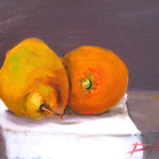 Art: Pear and Orange by Artist Delilah Smith