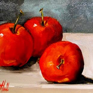 Art: Three Red Apples No. 4 by Artist Delilah Smith