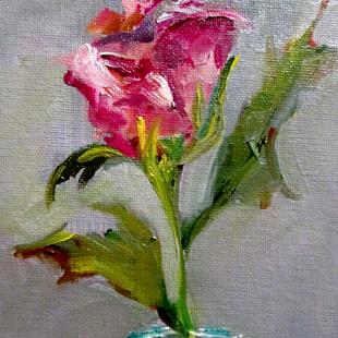 Art: Pink Rose Bud by Artist Delilah Smith