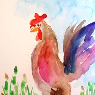 Art: Rooster in the Yard by Artist Delilah Smith