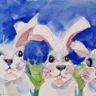 Art: Three Rabbits by Artist Delilah Smith