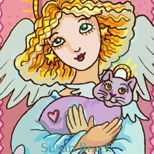 Art: ALL GOOD ANGELS GET A GOOD KITTEN by Artist Susan Brack