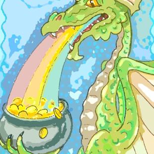 Art: AT THE END OF THE RAINBOW Dragon King by Artist Susan Brack