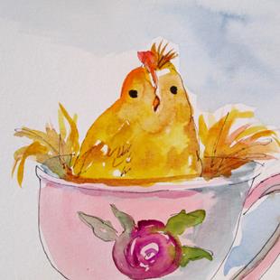 Art: Chick in a Cup by Artist Delilah Smith