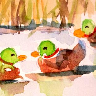 Art: Ducks in the Pond by Artist Delilah Smith