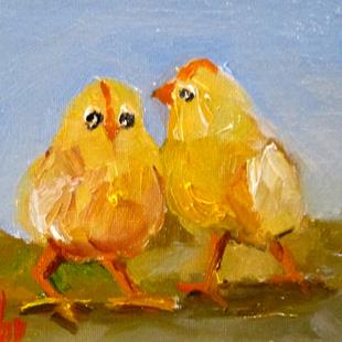 Art: Two Chicks by Artist Delilah Smith