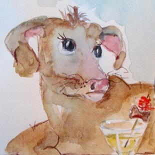 Art: Dog and Martini by Artist Delilah Smith