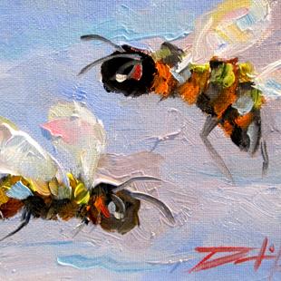 Art: Two Bumble Bee by Artist Delilah Smith