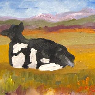 Art: Cow in the Pasture by Artist Delilah Smith
