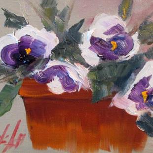 Art: Pot of Pansies by Artist Delilah Smith