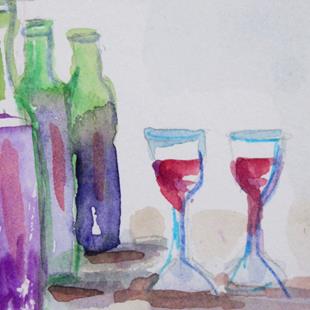 Art: wine Aceo by Artist Delilah Smith