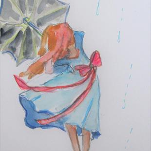 Art: Girl in the Rain by Artist Delilah Smith