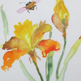 Art: Bee and Iris by Artist Delilah Smith